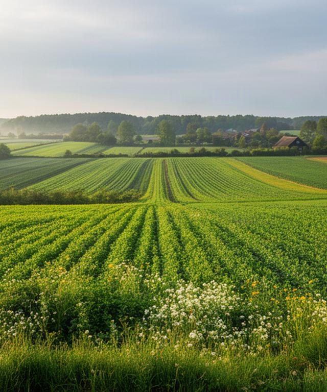 Groene en bloeiende akkers in het Achterhoekse landschap bij 's-Heerenberg
